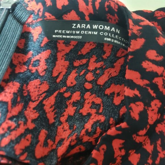 Zara Women’s Black Red Cheetah Print Flowy Long Sleeve Mini Dress S NWOT Summer - Picture 7 of 10